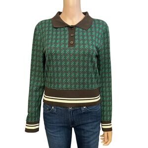 Zara Polo Chevron Striped Sweater Medium Retro Academia Geometric Long Sleeve